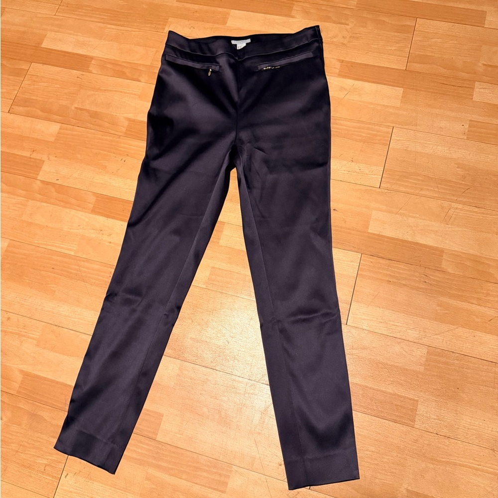 🎯NWOT H&M vintage Y2K Satin skinny Slacks leggings navy pants pullover 10